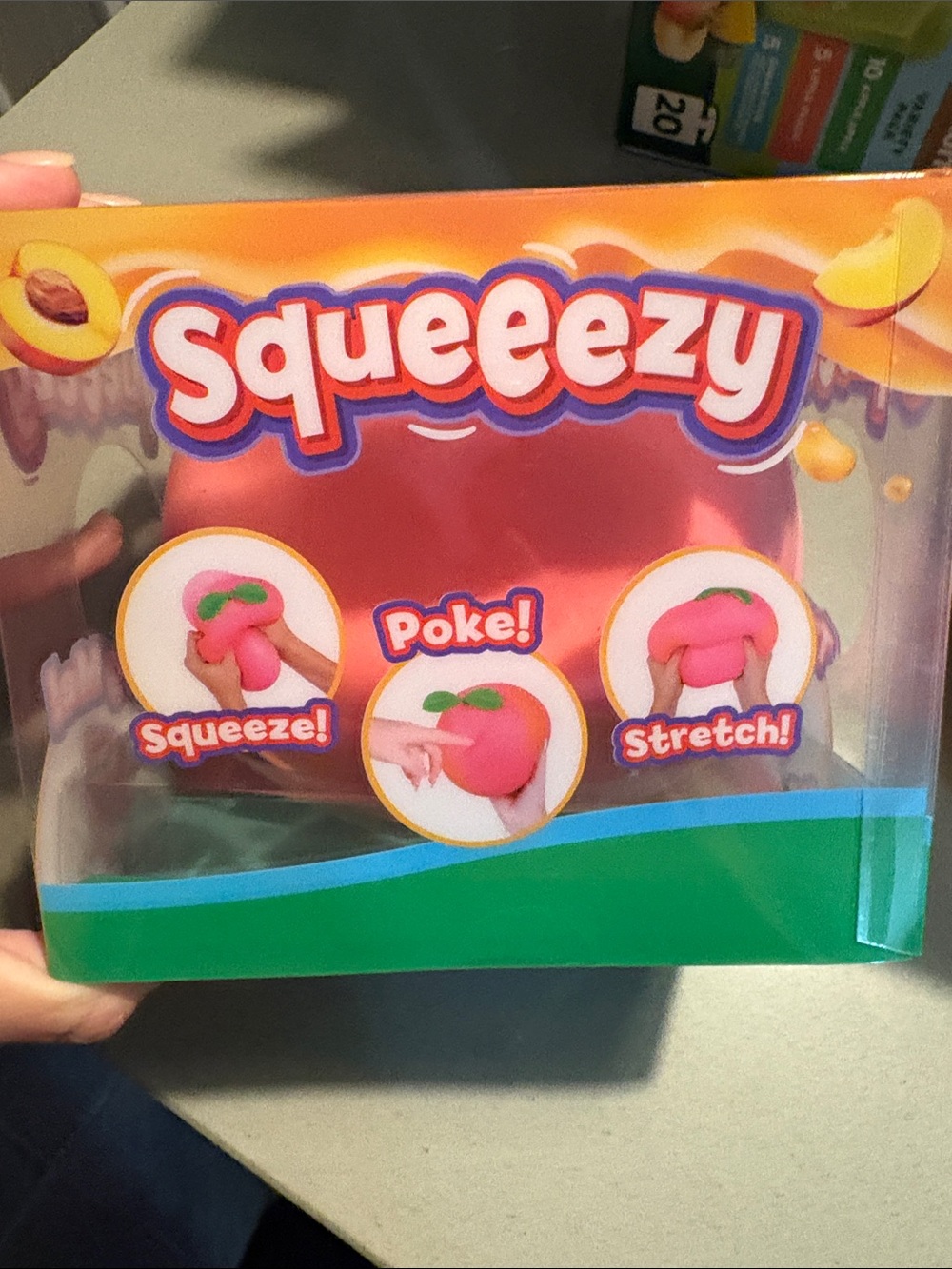 Squeezy Peach Kids Squishy Toy - Pink Stress Squeeze & Stretch Toy